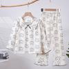 Pijamas nuevos para niños Niñas Primavera y Otoño Bebé Algodón Burbuja Crepé Manga Larga Niñas Ropa Fina para el Hogar Talla 8-18