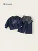 Bangxuan Ropa Infantil Niños Sudadera con Estampado de Lazo Conjunto de Dos Piezas Cubrepañal Pantalones Rectos Conjunto de Dos Piezas para Niñas Moderno