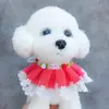 Babador de Gato Ursinho Gola Redonda Lenço Babador Doce de Renda Cachorro Pet Toalha de Limpeza