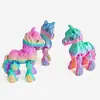 Pônei Multicolorido Impresso em 3D com Articulação de Olho Simulada Atividades Ano do Cavalo Figuras do Zodíaco Brinquedos Enfeites Mercado Noturno Atacado