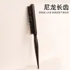 Peine de Dientes Estrechos de Cerdas de Jabalí Peluquería Peine para el Cabello de Tres Filas Peinado Esponjoso Mango Largo Maquillaje Cola Puntiaguda Peine para Cabello Rizado