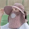 Sombrero de verano para exteriores con cola de caballo, sombrero de pescador con chal pequeño y ala grande, estilo coreano para mujer