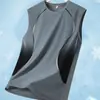 Chaleco de Verano Delgado de Seda de Hielo Secado Rápido Sin Mangas Camiseta para Hombre Marca de Moda Holgado Talla Grande Fitness Deportivo Camiseta sin Mangas
