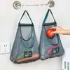 Saco de pendurar para frutas e vegetais de parede de cozinha saco de rede para alho saco de armazenamento para cebola e gengibre saco de malha multicamadas fornecimento de fábrica