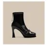 Elegante Impermeável Plataforma Bico Quadrado Estilo Coreano Feminina Laço Pure Desire Botas Curtas Moda Salto Alto Botas Outono 2026 Temperamento
