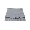 Para Comercio Exterior Europeo y Americano Transfronterizo Ropa de Mujer Aliexpress Más Vendido Verano Simple Versátil Cuadros Doble Capa Falda con Volantes