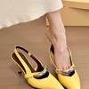 Elegantes Tacones de Aguja Puntiagudos Estilo Francés con Hebilla Plateada para Mujer, Nuevas Sandalias de Moda Cerradas sin Espalda Primavera/Verano 2026