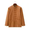Traje Tang para Hombre Estilo Chino Retro Marca de Moda Top de Manga Larga de Algodón y Lino para Primavera y Otoño Estilo Budista Chino Hanfu Traje de Té para Meditación