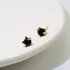 Lindos Aretes de Gato Mini de Diamante Único Redondo Rojo Facetado Estilo Japonés para Mujer, No Necesitas Quitártelos al Dormir