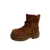 Botas Martin de suela gruesa, que aumentan la altura, de ante, nueva colección otoño/invierno 2026, botas de mujer de moda, botas estilo Western, botas de ajuste ceñido, botas de caña alta, botines