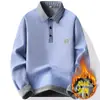 Suéter Espesso Forrado com Lã para o Inverno Transfronteiriço Masculino Falso Duas Peças Gola Reversível Malha para Negócios para Jovens e Meia-Idade Casual