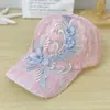 Gorra de Béisbol de Gasa Delgada de Verano Moda de Verano Gorra de Encaje con Flores Versátil Sombrero Protector Solar