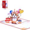 Tarjeta de cumpleaños de gato, creativa tarjeta de felicitación tridimensional 3D, tarjeta de invitación de cumpleaños infantil recortada en papel, tarjeta de regalo navideña con bendición