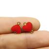 Doble Cara Goteo de Aceite Doble Colgante Doble Oreja Corazón Multicolor Aleación Corazón de Durazno DIY Joyería Pulsera Collar Pendiente Colgante Venta al por Mayor