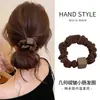 Scrunchie redondo marrom plissado 2026 novo modelo elástico alto para cabelo de mulher, acessório de cabelo elegante para coque
