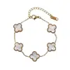 Pulsera Popular Transfronteriza de Trébol de Cuatro Hojas de la Suerte Oro de 18K Nácar de Doble Cara Estilo Europeo y Americano de Moda Nuevo Estilo Versátil