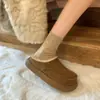 Pantuflas de Algodón con Felpa de Invierno para Mujer, Para Usar al Aire Libre, Aumentan 3.5cm de Altura, Suela Gruesa, Antideslizantes, Cálidas, Zapatos Peludos, Zapatos de Algodón para el Hogar y el Interior
