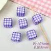 Cubo A cuadros de Dibujos Animados Acrílico con Agujero Recto de Cuentas Pulsera a Cuadros Colgante para Teléfono Goma para el Cabello Accesorios de Joyería DIY