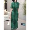 Vestido Cheongsam Mejorado con Botones y Cuello Alto para Mujer, Nuevo Estilo de Verano, Elegante y Digno, Estilo Chino, Ceñido a la Cintura, que Resalta las Caderas Vestido 8218