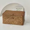 Caixa de Armazenamento de Mesa Tecida Japonesa Cesta de Armazenamento de Lanches e Diversos para Mesa de Chá Doméstica Estilo Ins Cesta de Armazenamento Tecida com Palha com Tampa