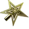 Estrela de ponta de árvore de cinco pontas plana de 10,15 cm, dourada e prateada, decorações de Natal