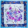 Lenço de seda Mai Tong 90cm * 90cm novo família Vento Flor lenço quadrado de seda imitação para senhoras lenço