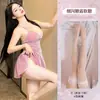 Vestido camisola de lingerie sexy para mulheres, vestido brilhante para boate, pequeno busto, roupão de dormir sedutor, roupão de noite qqny, roupão de cama, desejo puro
