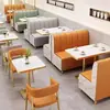 Conjunto de mesa e cadeira da moda para loja de milk tea, restaurante ocidental, cafeteria, sobremesa, lanche, fast food, móveis comerciais modernos, sofá de canto
