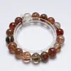 Pulsera Cristal Natural Color Caramelo Maillard con Fibras tipo Cabello, Oro Negro de Alta Frecuencia, Pulsera Versátil para Mujer al por Mayor