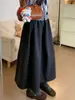 Falda de Lana Color Gris Oscuro Estilo Capullo Nueva para Mujer Tallas Grandes Falda de Paraguas Gris Super Adelgazante Falda de Invierno de Longitud Media Súper Hermosa