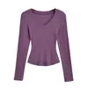 Camiseta Básica Lisa de Cuello en V para Mujer, Manga Larga Ajustada con Cintura de Reloj de Arena, Top Ceñido