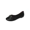 Zapatos planos rojos de piel para mujer con suelas suaves, nuevo modelo de otoño, piel genuina, punta redonda, cómodos zapatos de un solo color de corte bajo, talla 40