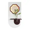 Pintura decorativa de vestíbulo de estilo medieval con luces LED, estante creativo para arreglos florales y arte de pared para sala de estar y pasillo