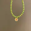 Colar com Pingente Flor Dopamina Contas Corrente Simples de Alta Qualidade para Clavícula Moda Exquisite Design de Colar Nicho