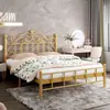 Cama de hierro forjado, engrosada y reforzada, cama de princesa simple y moderna, popular en línea, cama doble de 1.8 m, cama de estructura de hierro individual nórdica de 1 m