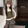 Conjunto de Dos Piezas de Ropa de Trabajo para Niños Grandes Super Elegante de Moda para Niños de Talla Mediana a Grande Cuello Alto Primavera/Otoño Estilo Coreano Casual Deportivo Conjunto de Dos Piezas Moderno