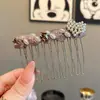 Peine de Corazón de Perla Morada de Alta Gama para Mujer, Herramienta de Peinado Moderna y Elegante para Ordenar el Cabello Suelto, Pasador para Recogido en la Parte Trasera de la Cabeza