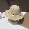 Chapéu de Palha para Viagem de Verão e Férias, Chapéu de Palha Respirável e Dobrável Estilo Pescador com Aba Larga, Chapéu de Sol com Proteção Solar para Mulheres