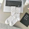 Zhuji 2024 primavera y verano nuevos calcetines de mujer calcetines con agujeros ins moda todo fósforo color sólido transpirable cuatro estaciones calcetines de algodón hasta media pantorrilla