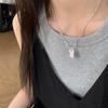 Collar de mariposa de aguamarina con perla de amor para mujer, cadena de lana con diseño de nicho, ligero, de lujo, combinable con todo.