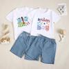 Ropa Nueva para Bebés 2025 para Lactantes y Niños Pequeños, Conjunto de Dos Piezas a Cuadros y Camiseta de Béisbol de Manga Corta con Letras Casuales de Verano para Niños