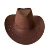Chapéu de cowboy western estilo americano, chapéu de camurça jazz retrô étnico popular para exportação, aba larga para uso ao ar livre nas pastagens do oeste de Sichuan