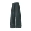 Calça de Moletom Masculina Europeia e Americana com Forro de Lã para Comércio Exterior Transfronteiriço, com Cordão na Cintura, Corte Reto Largo Solto, Calça Esportiva Longa com Bolsos
