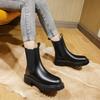 Aumento de Altura Interior Botas Martin Estilo Británico para Mujer Caña Media Suela Gruesa Botas Vintage Ahumadas Botas Chelsea Otoño e Invierno Botas Cortas Versátiles