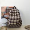 Mochila Escolar Retrô Japonesa Feminina Moda para Universitárias Mochila Xadrez Simples Grande Capacidade Mochila para Computador de Ensino Médio