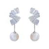 Pendientes de Perla Elegantes de Lujo Ligero con Cierre de Plata 925 para Mujer, Pendientes Versátiles de Circonita Estilo Ins, Pendientes Elegantes y de Moda