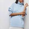 Suéter Pulôver de Gola Alta Cor Sólida Estilo Europeu e Americano para Mulheres, Outono e Inverno Estilo Preguiçoso Solto Emagrecedor Base de Tricô Cor Sólida
