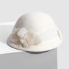 Hua Qiao - Gorro de lana nuevo para otoño e invierno, malla de seda, cáñamo, flor, elegante, para mujer