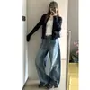 Jeans Americano Retrô de Perna Larga para Mulheres, Novo Verão 2026 Cintura Alta Solto Emagrecimento Calças Retas