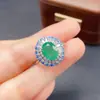 Anillo de Esmeralda Natural Transfronterizo Accesorios para Mujer Nicho Gama Alta Joyería de Plata 925 7*9 Joyería de Lujo Venta Directa de Fábrica